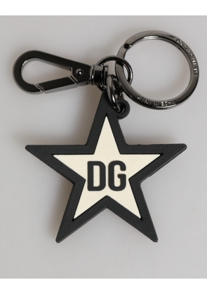 White Black DG Logo Star Rubber Men's Keychain Keyring