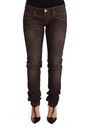 Acht Brown Washed Cotton Slim Fit Denim Low Waist Trouser Jeans - W26