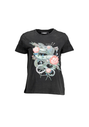 Desigual Black Cotton T-Shirt - XL