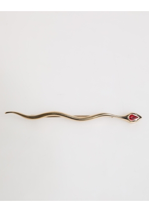 Gold Brass Red Crystal Spilla Serpente Mens Brooch Pin