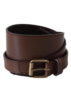 PLEIN SUD Brown Wide Leather Rustic Gold Metal Buckle Dark - 100 cm / 40 Inches