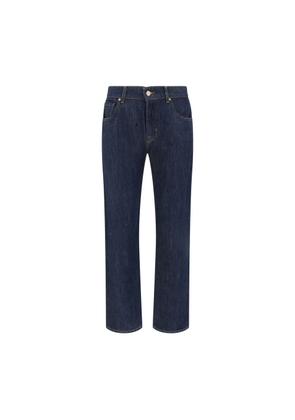 7FOR Blue Cotton Straight-Leg Jeans - W32