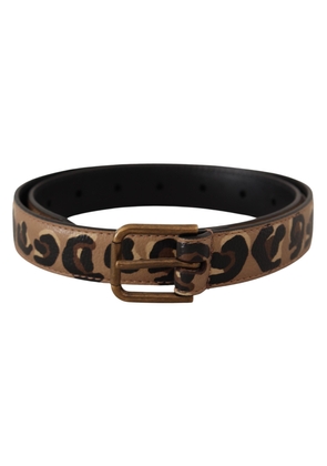 Dolce & Gabbana Brown Leopard Print Vintage Metal Waist Buckle Belt - 65 cm / 26 Inches