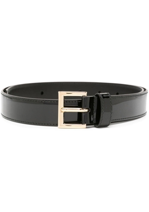 logo-plaque patent leather belt - 85 NERO