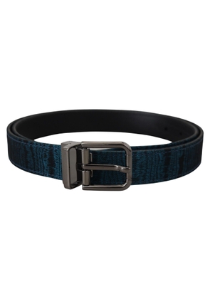 Dolce & Gabbana Blue Jacquard Moire Silver Metal Buckle - 90 cm / 36 Inches