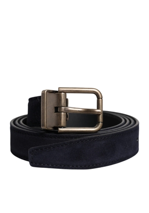 Black Goat Leather Metal Buckle Classic Belt - 110 cm / 44 Inches