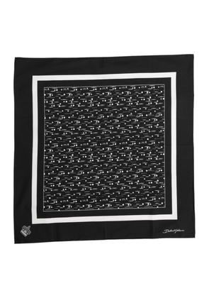 Black White Printed Square Foulard Scarf