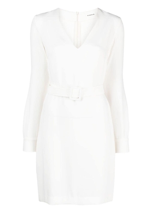 PAROSH belted V-neck minidress - XS WHITE