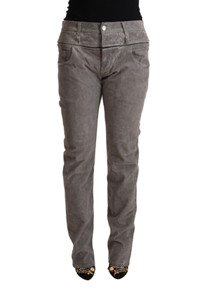 Acht Gray Cotton Straight Fit High Waist Pants - W34