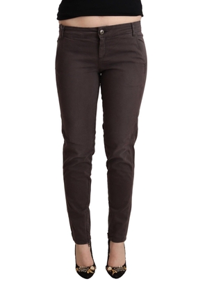Ermanno Scervino Brown Cotton Low Waist Slim Fit Pants - W29