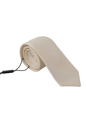 Dolce & Gabbana Off-White 100% Silk Slim Adjustable  Accessory Necktie