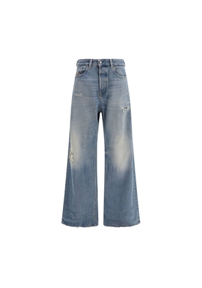 Diesel Blue Cotton Relaxed Fit Jeans - W24