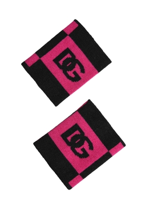 Dolce & Gabbana Black Pink DG Logo Cashmere 1 Pair Wristband