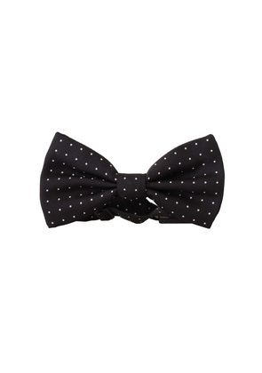 Dolce & Gabbana Black White Polka Dot 100% Silk Neck Papillon Tie