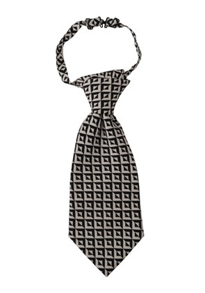 Dolce & Gabbana Black White Geometric 100% Silk Adjustable Accessory Tie
