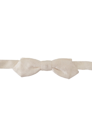 Dolce & Gabbana White 100% Silk Slim Adjustable Neck Papillon Tie