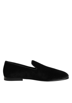 Dolce & Gabbana Black Leather Suede Slip On Loafers Dress Shoes - EU41/US8