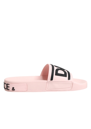 Dolce & Gabbana Pink Rubber Slides Sandals Beachwear Shoes - EU35/US4.5