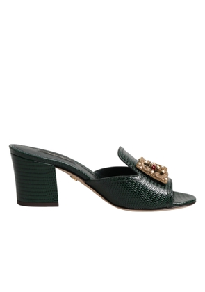 Dolce & Gabbana Green DG Amore Heel Slides Sandals Shoes - EU35/US4.5