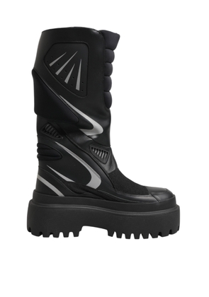 Dolce & Gabbana Black Leather Mid Calf Biker Boots Shoes - EU39/US8.5