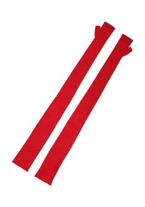 Dolce & Gabbana Red Wool Fingerless Elbow Length Mitten Gloves - One Size