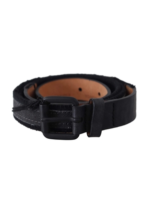 Ermanno Scervino Black Leather Logo Buckle Waist - 95 cm / 38 Inches