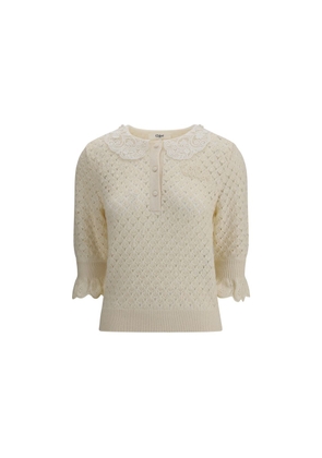 Sweater with lace collar - M