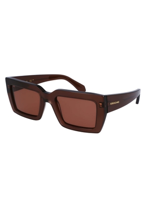 Ferragamo Brown Acetate Sunglasses