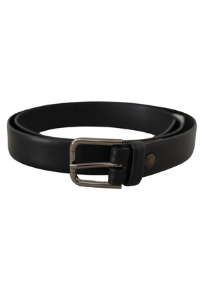 Dolce & gabbana Black Calf Leather Classic Logo Metal Buckle Belt - 80 cm / 32 Inches