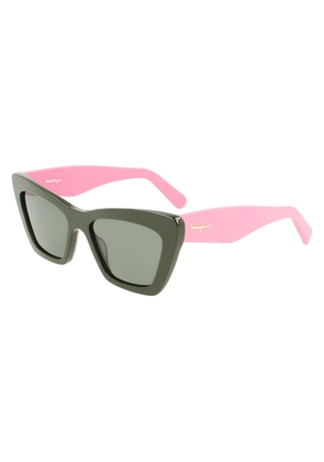Ferragamo Green Acetate Sunglasses