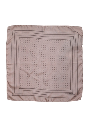 Beige Dotted Silk Square Men Foulard Scarf