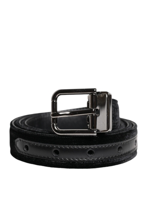Black Leather Metal Buckle Classic Belt - 85 cm / 34 Inches
