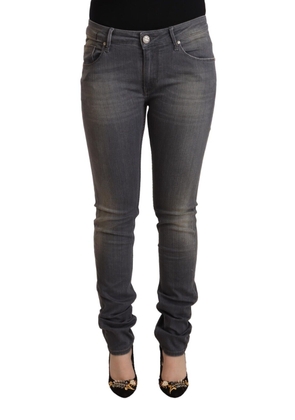 Acht Dark Gray Washed Cotton Denim Skinny Jeans - W34