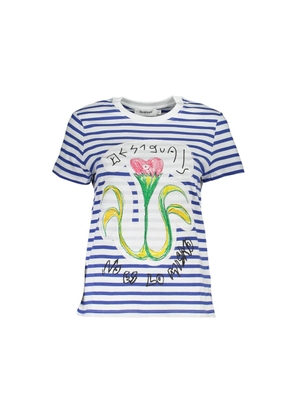 Blue Cotton Women Top - L