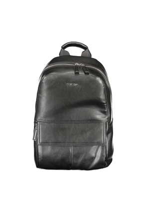 Black Polyester Men Backpack