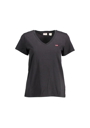 Black Cotton Women T-Shirt - XS