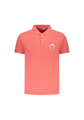 Pink Cotton Men Polo Shirt - S