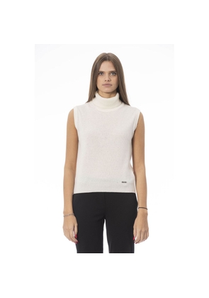 Baldinini Trend White Wool Sleeveles - S