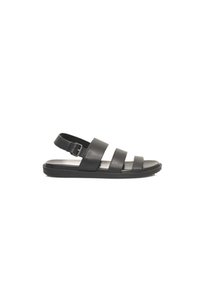 Cerruti 1881 Black Leather Men Sandal - EU40/US7