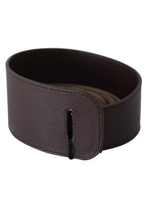 GF Ferre Brown Genuine Leather Logo Wide Waist Belt - 70 cm / 28 Inches