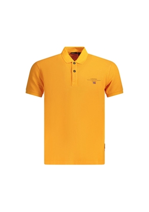 Orange Cotton Men Polo Shirt - S