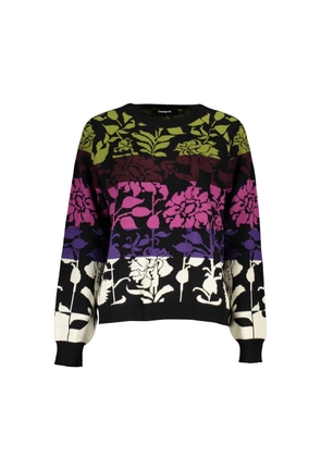 Desigual Chic Long-Sleeved Black Sweater with Contrast Details - XL