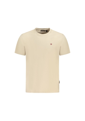 Beige Cotton Men T-Shirt - M