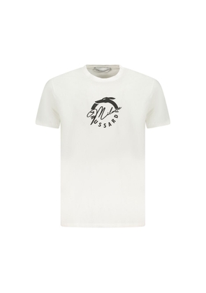 White Cotton Men T-Shirt - S