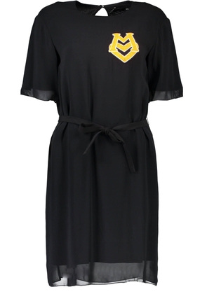 Chic Black Short Dress with Logo Detail - 42