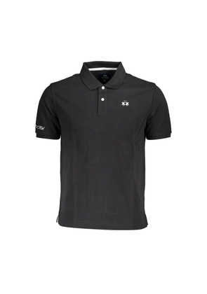Black Cotton Men Polo Shirt - M