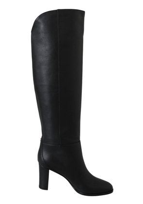 Elegant Black Calf Leather Heeled Boots - EU37/US6.5