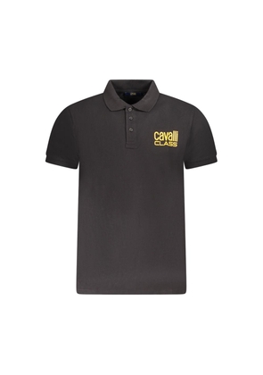 Black Cotton Men Polo Shirt - S