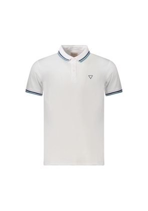 White Cotton Men Polo Shirt - S