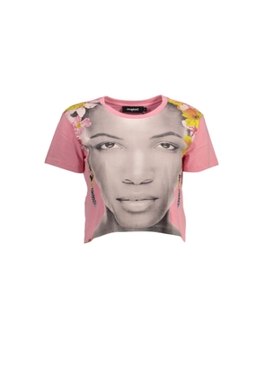 Pink Cotton Women Top - L